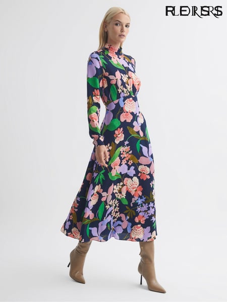 Florere Floral Long Sleeve Midi Dress (U74948) | € 309