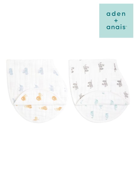 aden + anais White Cotton Muslin Burpy Bibs 2 Pack (U75080) | € 33