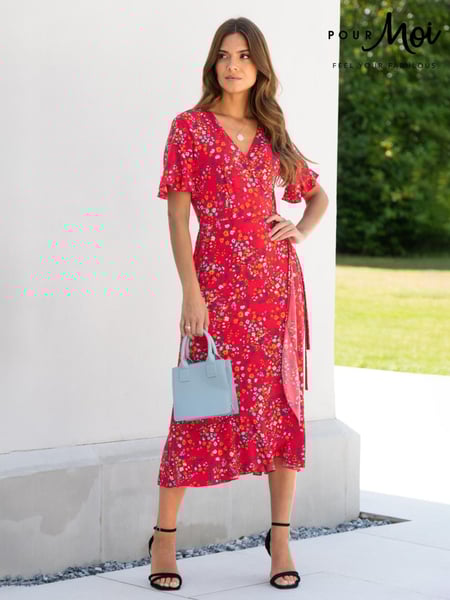 Pour Moi Red Multi Print Megan Stretch Jersey Wrap Midi Dress (U76127) | € 76