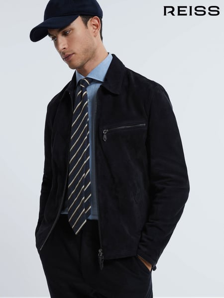 Reiss Navy Perry Atelier Metis Suede Zip-Through Jacket (U76918) | € 1.401