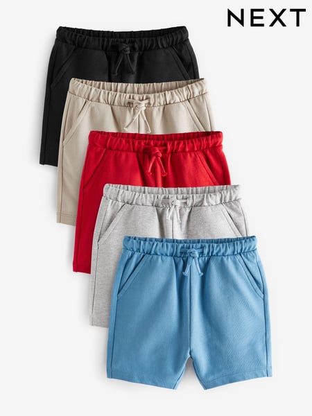 Grey/Navy Blue/Red Jersey Shorts 5 Pack (3mths-7yrs) (U78266) | € 26 - € 40