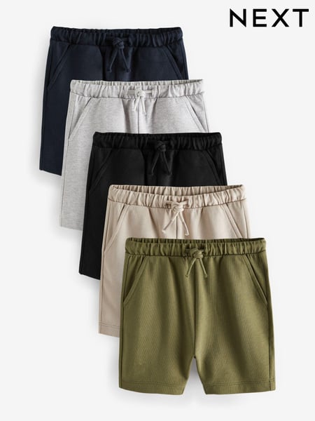 Khaki Green/Grey/Black Jersey Shorts 5 Pack (3mths-7yrs) (U78268) | € 26 - € 40
