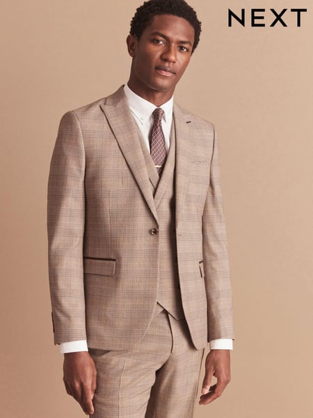 Taupe Skinny Check Suit (U79044) | € 29