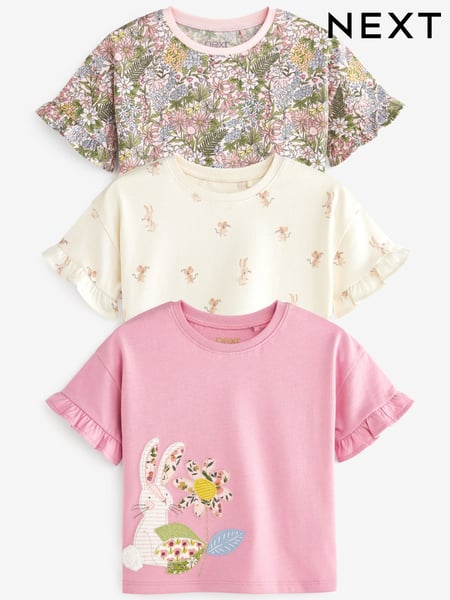 Mid Pink Bunny T-Shirts 3 Pack (3mths-7yrs) (U80830) | € 12 - € 16