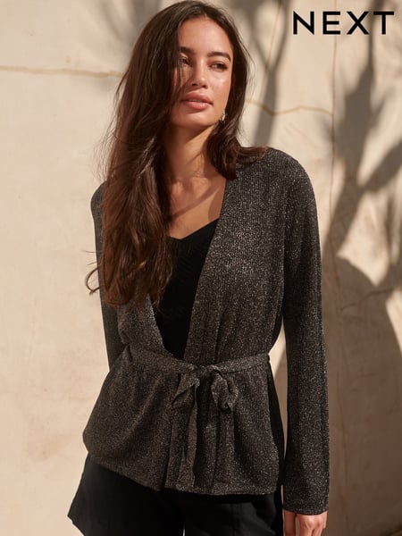Brown Sparkle Belted Cardigan (U82671) | € 25