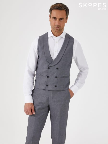 Skopes Light Grey Harcourt Double Breasted Slim Fit Suit Waistcoat (U84228) | € 78