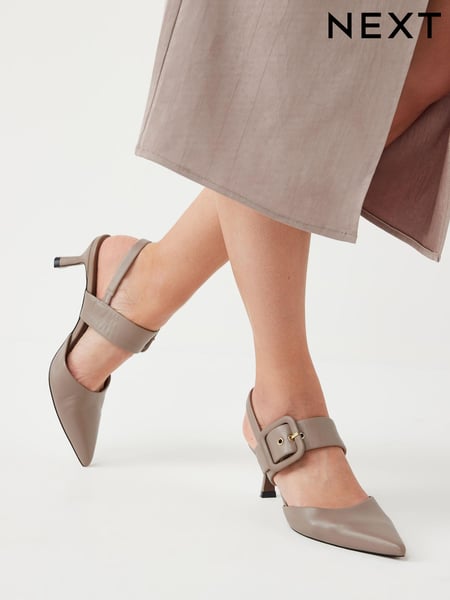 Grey Forever Comfort® Leather Buckle Detail Shoes (U87890) | € 14