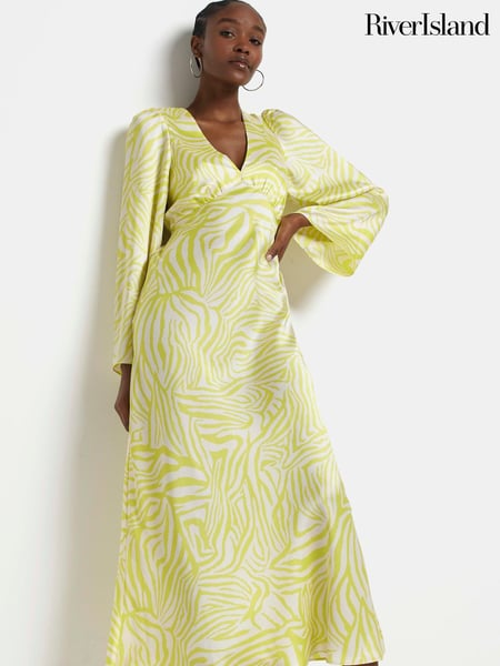 River Island Green Light Long Sleeve Geometric Dress (U90256) | € 22