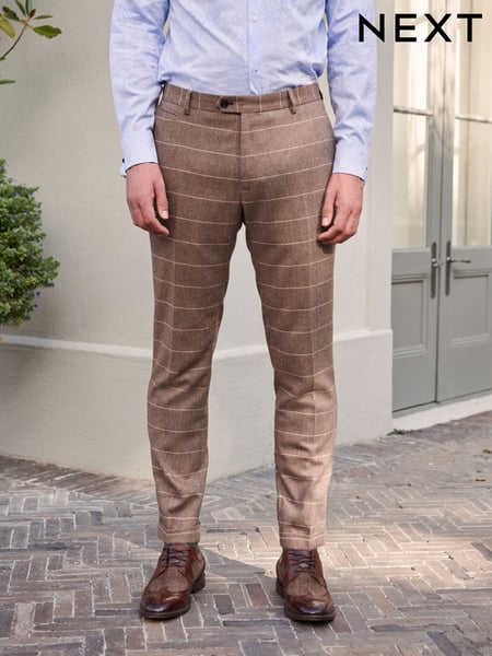 Neutral Skinny Wool Blend Check Suit: Trousers (U95870) | € 17