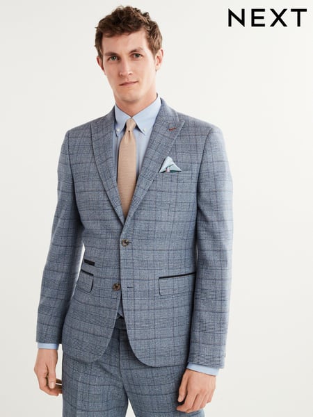 Blue Slim Check Suit Jacket (U95875) | € 26
