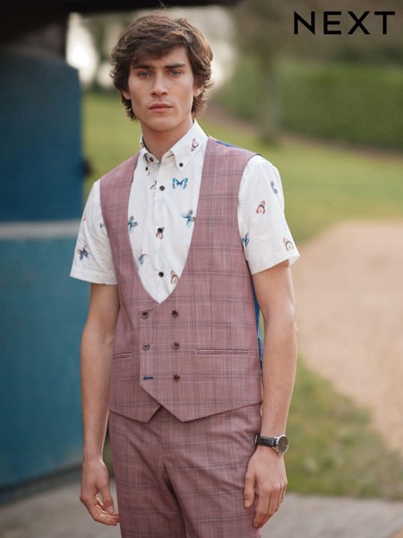Pink Check Suit Waistcoat (U95938) | € 15