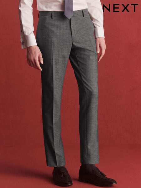 Grey Wool Blend Check Suit: Trouser (U95950) | € 17