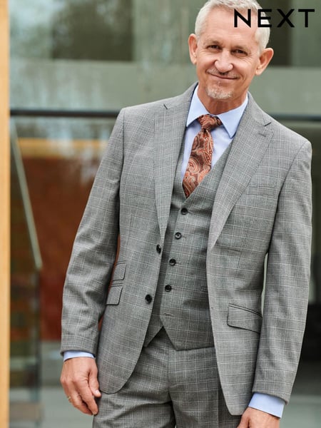 Light Grey Tailored Light Grey Tailored Signature Empire Mills British Fabric Check Suit Jacket (U95983) | € 56