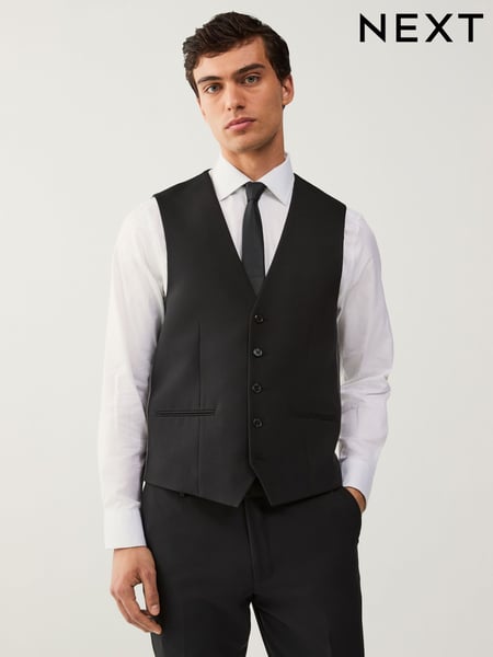 Black Regular Fit Essential Suit Waistcoat (U96002) | € 45