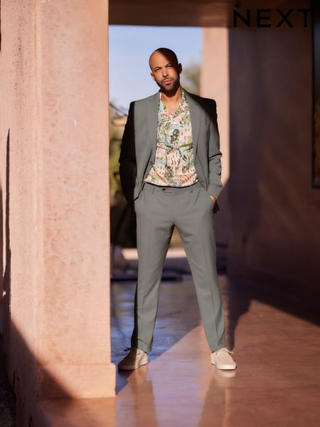 Mid Green Slim Motion Flex Stretch Suit Jacket (U96035) | € 11