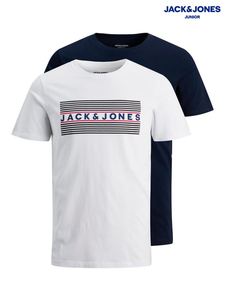 JACK & JONES JUNIOR 100% Cotton Short Sleeve White T-Shirt 2 Pack (U97893) | € 28