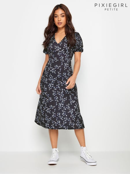 PixieGirl Petite Blue Abstract Spot Print Midi Tea Dress (V69742) | € 53