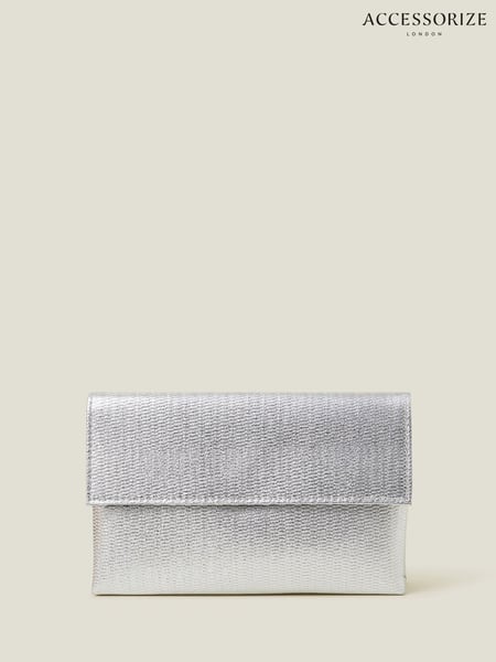 Accessorize Silver Tone Fold Over Clutch Bag (W22578) | € 39