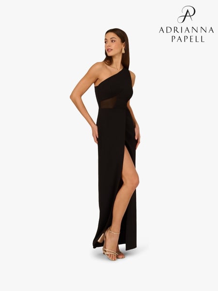 Adrianna by Adrianna Papell Knit Crepe Long Black Dress (W22599) | € 357