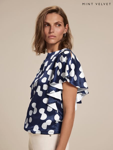 Mint Velvet Blue Polka Dot Cropped Top (W22771) | € 154