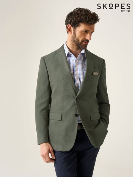 Skopes Green Tailored Fit Padua Suede Effect Herringbone Jacket (W23256) | € 201