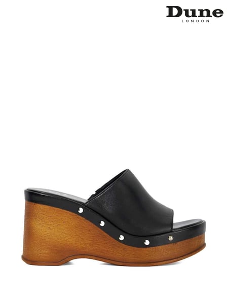 Dune London Black Kule Studded Wedge Mule Sandals (W26182) | € 154