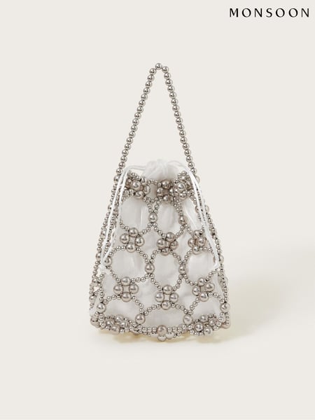 Monsoon Silver Beau Beaded Drawstring Bag (W27267) | € 39