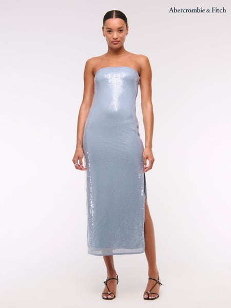 Abercrombie & Fitch Blue Strapless Sequin Occasion Midi Dress (W28244) | € 156