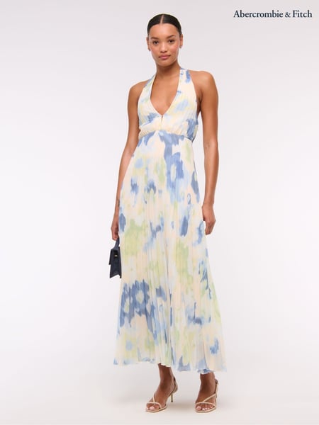 Abercrombie & Fitch Blue Printed Halter Neck Maxi Dress (W28245) | € 172