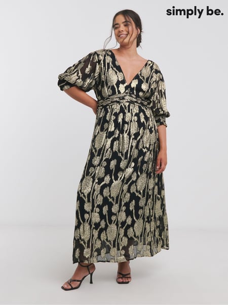 Simply Be Black Jacquard Maxi Dress (W28314) | € 140