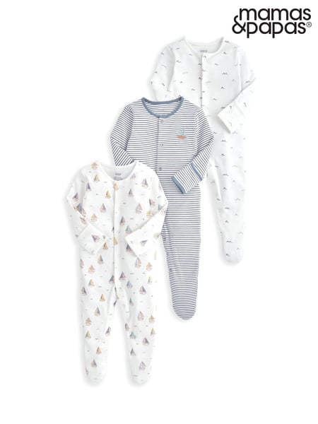 Mamas & Papas 100% Cotton Bicycle Print Sleepsuits 3 Pack (W28511) | € 34