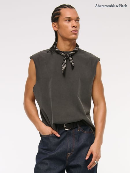 Grau - Abercrombie & Fitch 100% Cotton Acid Wash Sleeveless Tank Top (W29293) | 34 €