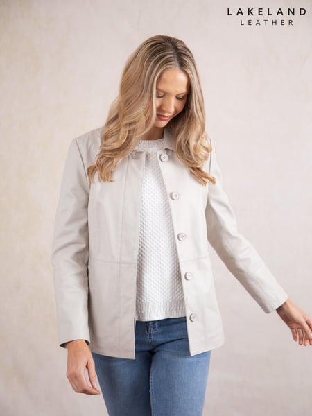 Lakeland Leather PARCHMENT Mawbray Collared Button Down Jacket (W29327) | € 466