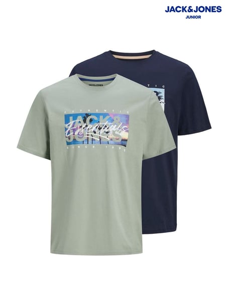 JACK & JONES Junior Blue Logo Printed 100% Cotton T-Shirts 2 Pack (W29718) | € 28