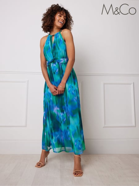 M&Co Blue Mesh Halter Maxi Dress (W30127) | € 78