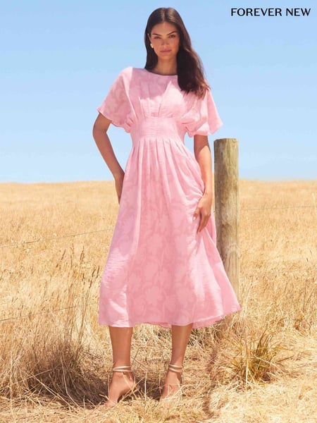 Forever New Pink Eve Jacquard Seam Midi Dress (W30166) | € 187