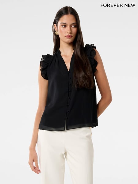 Forever New Black Abigail Ruffle Blouse (W30179) | € 70