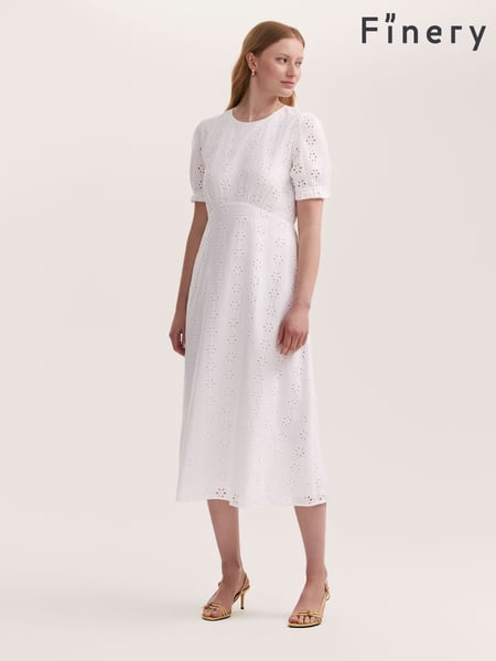 Finery White Mela Cotton Broderie Midi Tea Dress (W31681) | € 86