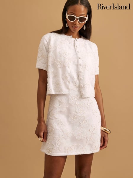 River Island White Short Sleeve Floral Print Cardigan (W32361) | € 72