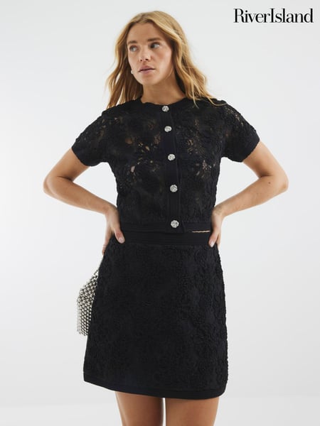 River Island Black Short Sleeve Cardigan (W32378) | € 62