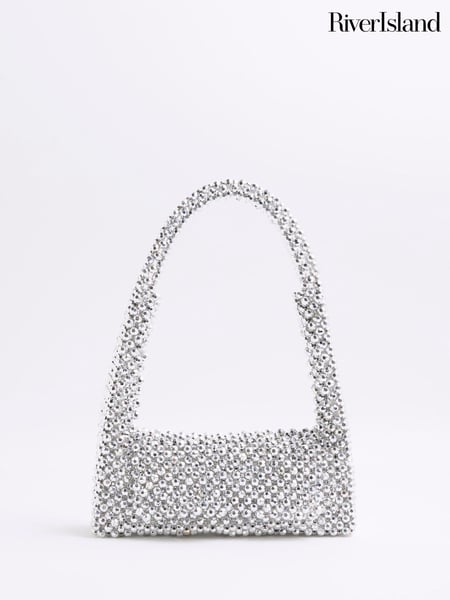 River Island Silver Beaded Clutch Bag (W32379) | € 47