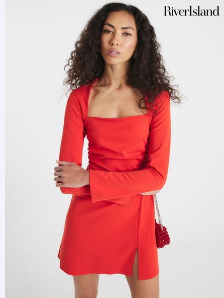 River Island Orange Square Neck A-Line Mini Dress (W32386) | € 75