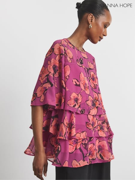 Joanna Hope Pink Tiered Ruffle Blouse (W32452) | € 86