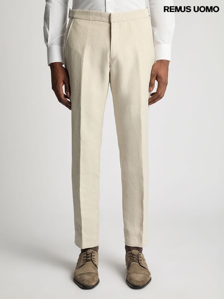 Remus Uomo Natural Slim Leg Linen-Blend Formal Trousers (W32811) | € 140