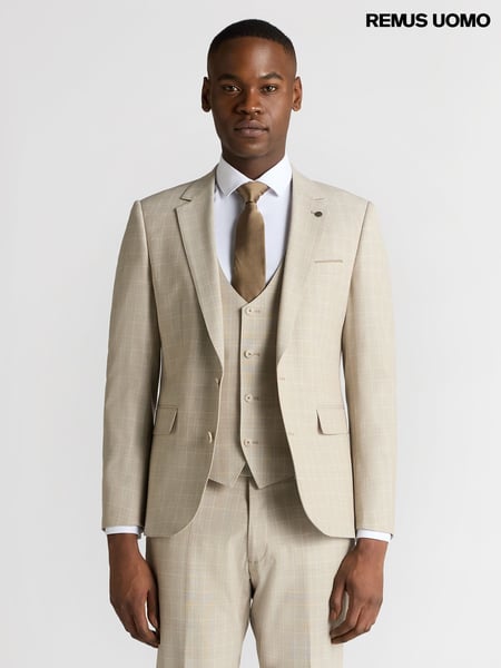 Remus Uomo Natural Slim Fit Checked Stretch Suit Jacket (W32817) | € 264