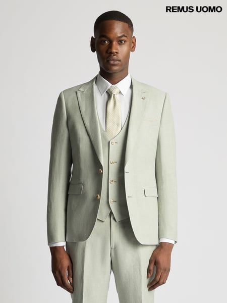 Remus Uomo Green Tapered Fit Linen-Blend Suit Jacket (W32824) | € 279