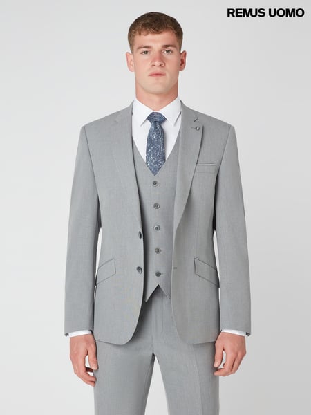 Remus Uomo Grey Tapered Fit Stretch Mix and Match Suit Jacket (W32831) | € 250
