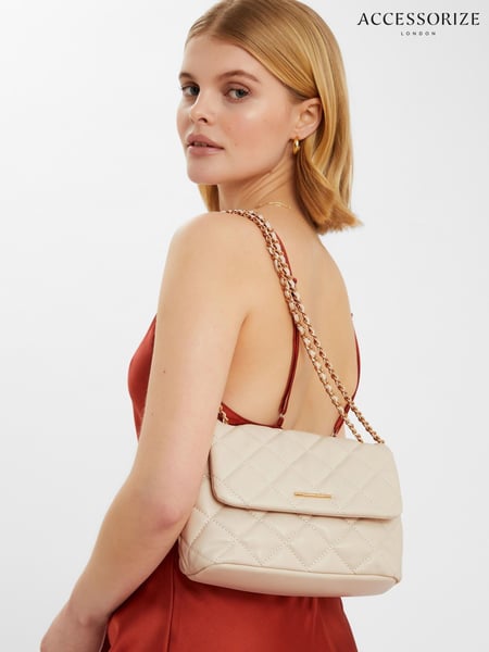 Accessorize Cream Quilted Faux Leather Cross-Body Bag (W34858) | € 39