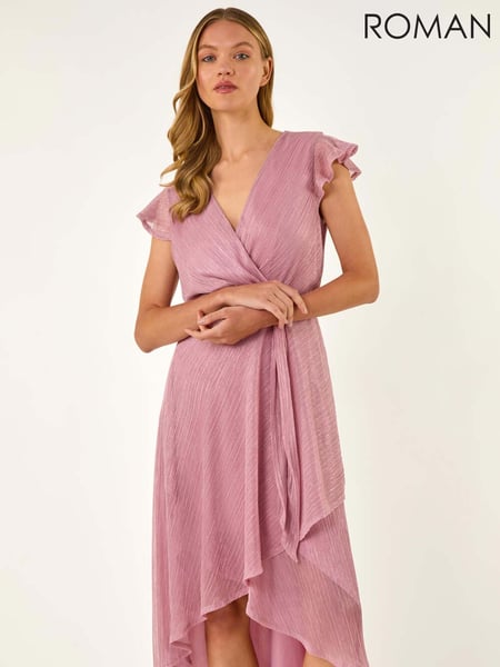 Roman Pink Shimmer Plisse Wrap Dress (W35146) | € 106