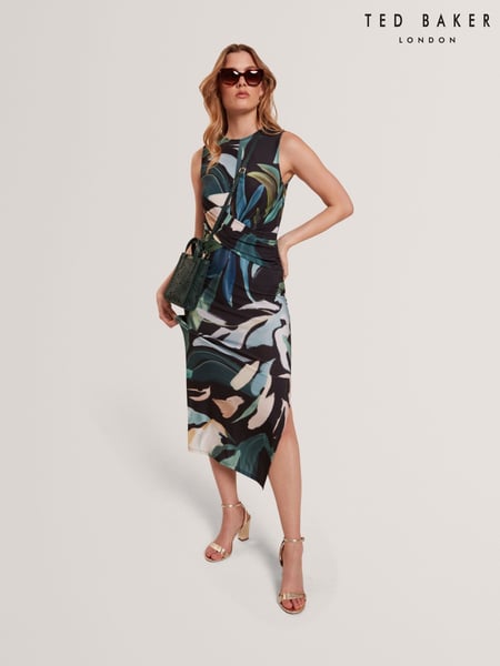 Ted Baker Black Linneaa Printed Sleeveless Bodycon Dress (W35958) | € 217